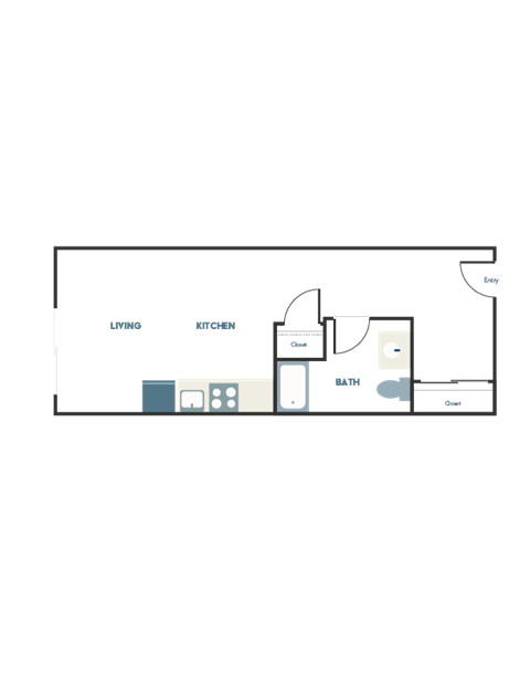 Floor plan for studio, 1 bath, 418 sqft